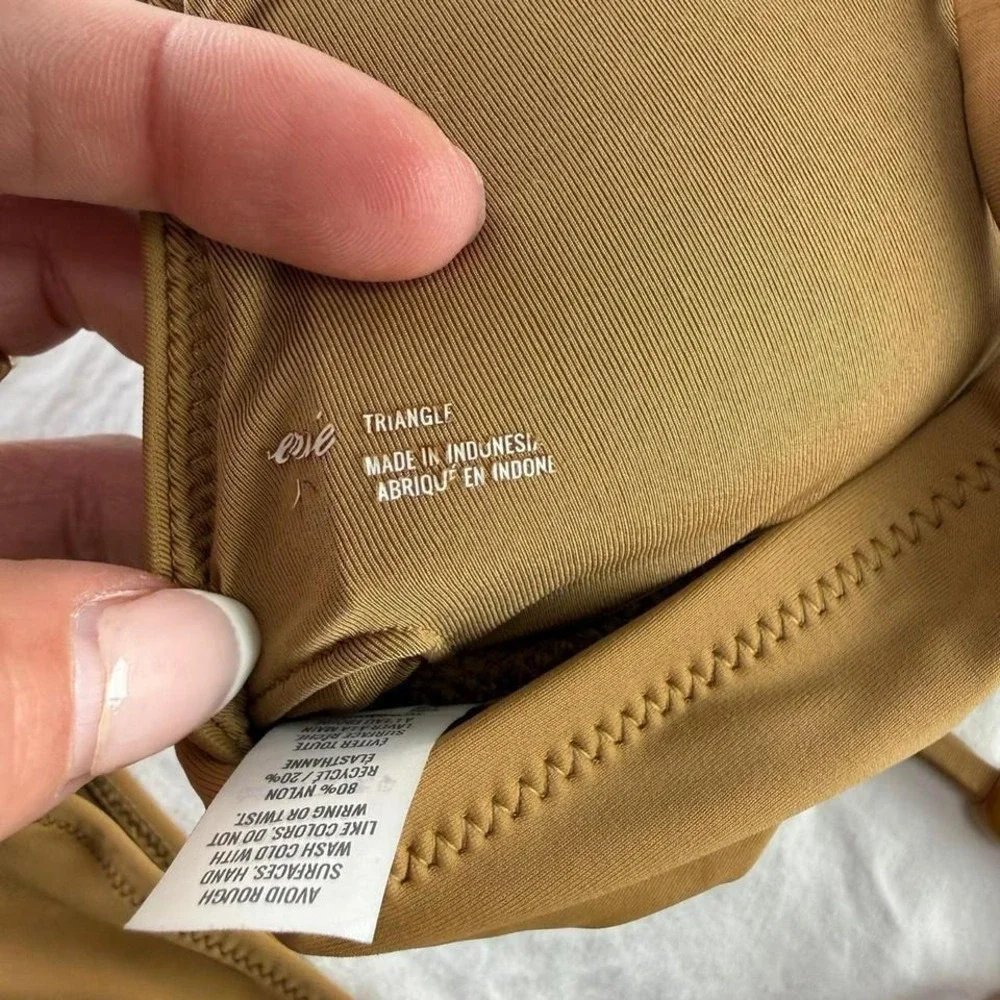 Aerie Ruffle Tie Longline Triangle Bikini Top & High Cut Cheek Bottoms Size M - Picture 5 of 7